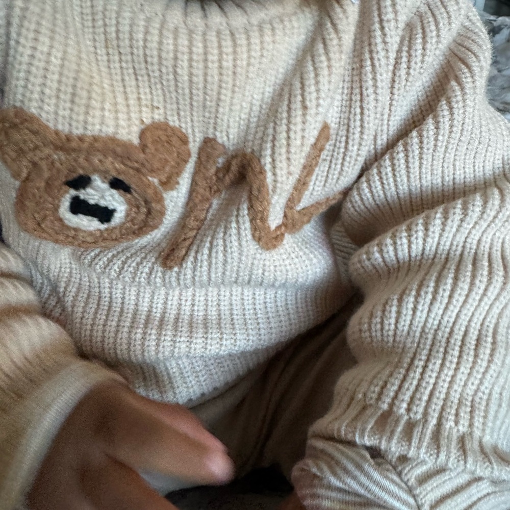 Kids Beige Bear Sweater